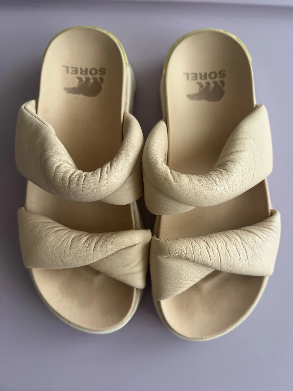 Sorel Cream Padded Double-Strap Slide Sandals - Picture 1 of 6